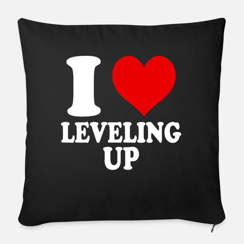 Ich liebe es, Quest MMORPG Heart aufzuleveln - Sofakissenbezug 45 x 45 cm - Schwarz