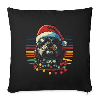 Havaneser mit Sonnenbrille und Weihnachtsmütze - Sofakissenbezug 45 x 45 cm - Schwarz - Vorne