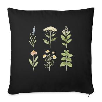 Heilkräuter-Kollektion | Botanische Vielfalt auf e - Sofakissenbezug 45 x 45 cm - Schwarz - Vorne