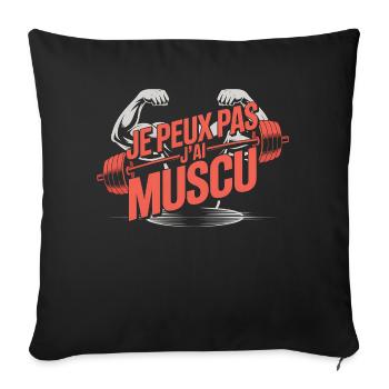 je peux pas j'ai muscu - Housse de coussin décorative 45 x 45 cm - noir - Devant