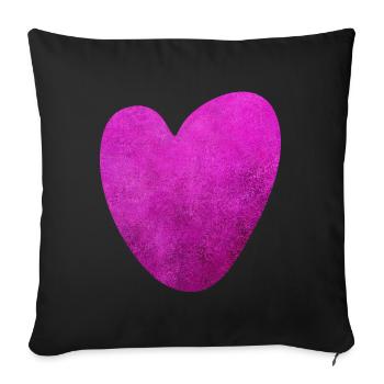 Herz pink Hochzeit Liebe Struktur Pärchen Love Fan - Sofakissenbezug 45 x 45 cm - Schwarz - Vorne