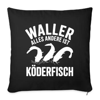 Wels Waller fischen Sportfischen - Sofakissenbezug 45 x 45 cm - Schwarz - Vorne