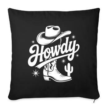 Howdy Country Dance Danse en ligne. Stetson et bottes - Housse de coussin décorative 45 x 45 cm - noir - Devant