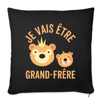 Je Vais Être Un Grand Frère ours - Housse de coussin décorative 45 x 45 cm - noir - Devant