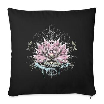 Delicate lotus flower with water elements and graffiti - Sofa pillowcase 17,3'' x 17,3'' (45 x 45 cm) - black - Front