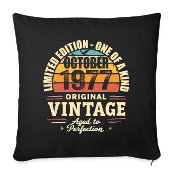 Rétro Octobre 1977 - birthday october 1977 - Housse de coussin décorative 45 x 45 cm - noir - Devant