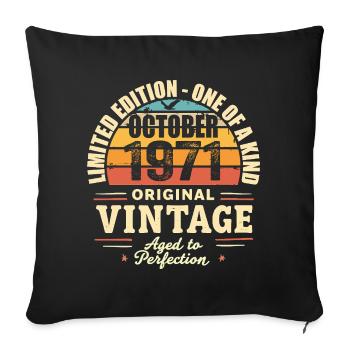 Rétro Octobre 1971 - birthday october 1971 - Housse de coussin décorative 45 x 45 cm - noir - Devant