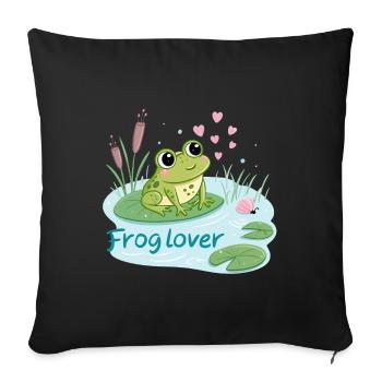 Grenouille Gourmande Amour - Housse de coussin décorative 45 x 45 cm - noir - Devant