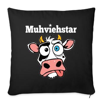 Muhviehstar vache dessin animé - Housse de coussin décorative 45 x 45 cm - noir - Devant