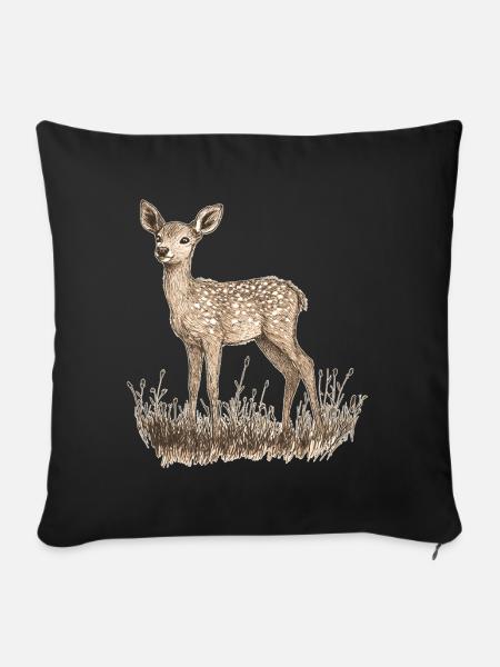 Reh - Sofakissenbezug 45 x 45 cm - Schwarz