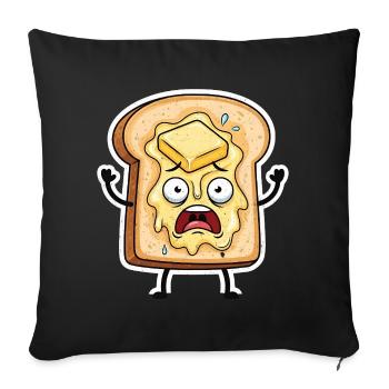 Toast au beurre qui fond - Housse de coussin décorative 45 x 45 cm - noir - Devant