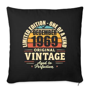 fête d anniversaire décembre 1969 - december 1969 - Housse de coussin décorative 45 x 45 cm - noir - Devant