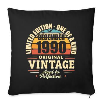 fête d anniversaire décembre 1990 - december 1990 - Housse de coussin décorative 45 x 45 cm - noir - Devant