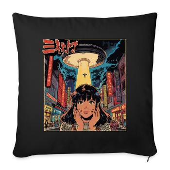 Manga UFO Invasion Neon City - Sofa pillowcase 17,3'' x 17,3'' (45 x 45 cm) - black - Front