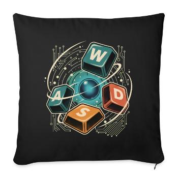 WASD Gaming Cute Cute Gamer Gift - Sofa pillowcase 17,3'' x 17,3'' (45 x 45 cm) - black - Front