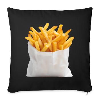 Frites Sac de restauration rapide - Housse de coussin décorative 45 x 45 cm - noir - Devant