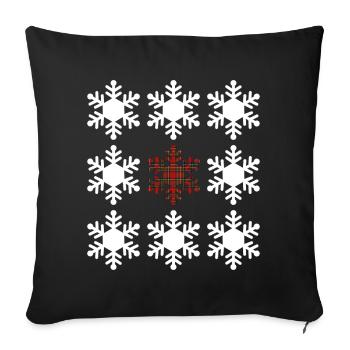 Flocon de neige en tartan - Housse de coussin décorative 45 x 45 cm - noir - Devant