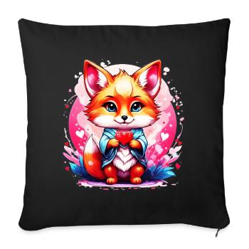 Kawaii Chibi Fox - Sofa pillowcase 17,3'' x 17,3'' (45 x 45 cm) - black - Front