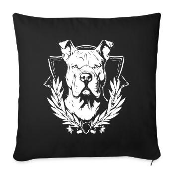 Starker Hund im Ehrenkranz - Sofakissenbezug 45 x 45 cm - Schwarz - Vorne