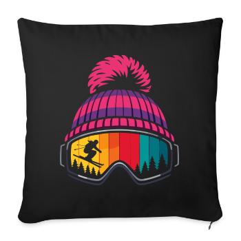 Après Ski Skier Hat Ski Goggles Sports d’hiver - Housse de coussin décorative 45 x 45 cm - noir - Devant