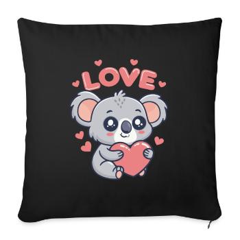 Koala Heart Love Soft Drawing - Sofa pillowcase 17,3'' x 17,3'' (45 x 45 cm) - black - Front