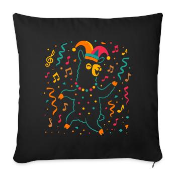 Dancing Carnival Alpaca with Jester's Cap - Sofa pillowcase 17,3'' x 17,3'' (45 x 45 cm) - black - Front