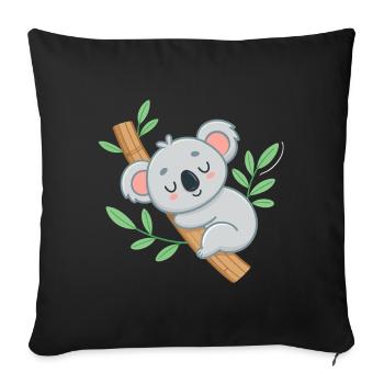 Dreamy Koala on Tropical Branch - Sofa pillowcase 17,3'' x 17,3'' (45 x 45 cm) - black - Front