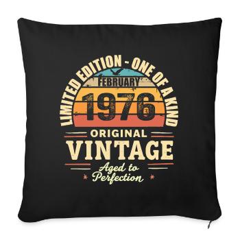 Cadeau d’anniversaire de février 1976 Février 1976 - Housse de coussin décorative 45 x 45 cm - noir - Devant