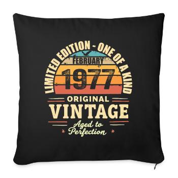 Cadeau d’anniversaire de février 1977 Février 1977 - Housse de coussin décorative 45 x 45 cm - noir - Devant