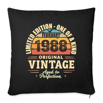 Cadeau d’anniversaire de février 1988 Février 1988 - Housse de coussin décorative 45 x 45 cm - noir - Devant