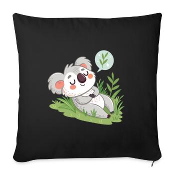 Dreamy Koala on Pastel Lawn - Sofa pillowcase 17,3'' x 17,3'' (45 x 45 cm) - black - Front