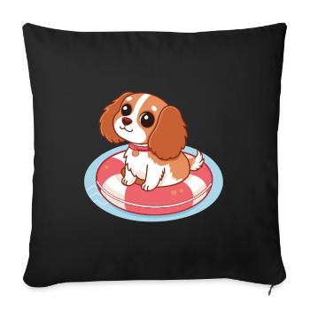 Cute Puppy on Floating Buoy - Sofa pillowcase 17,3'' x 17,3'' (45 x 45 cm) - black - Front