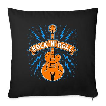 Rock'N'Roll Banner with Guitar - Sofa pillowcase 17,3'' x 17,3'' (45 x 45 cm) - black - Front