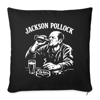Jackson Pollock Rebellenporträt Trink Rauch - Sofakissenbezug 45 x 45 cm - Schwarz - Vorne