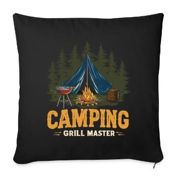Camping Grillen Spruch Camping Grill Master Camper - Sofakissenbezug 45 x 45 cm - Schwarz - Vorne