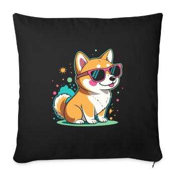 Coole Corgi-Sonnenbrillen - Sofakissenbezug 45 x 45 cm - Schwarz - Vorne
