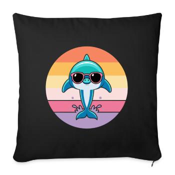 Dauphin pastel lunettes soleil - Housse de coussin décorative 45 x 45 cm - noir - Devant