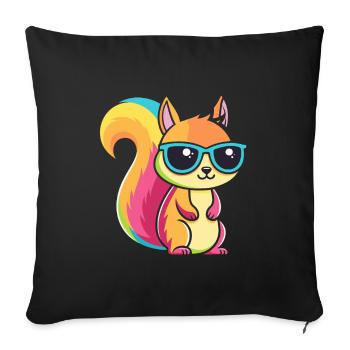 Rainbow Squirrel with Glasses - Sofa pillowcase 17,3'' x 17,3'' (45 x 45 cm) - black - Front