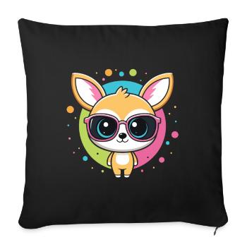 Chihuahua kawaii pop glasses - Sofa pillowcase 17,3'' x 17,3'' (45 x 45 cm) - black - Front