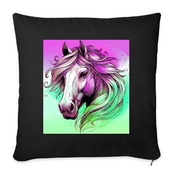 horse - Sofa pillowcase 17,3'' x 17,3'' (45 x 45 cm) - black - Front