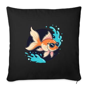 Retro Golden Fish Glasses - Sofa pillowcase 17,3'' x 17,3'' (45 x 45 cm) - black - Front