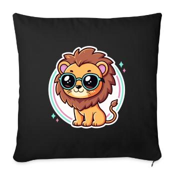 Lion Cub Pastel Glasses - Sofa pillowcase 17,3'' x 17,3'' (45 x 45 cm) - black - Front