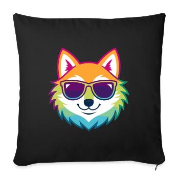 Rainbow Fox Glasses - Sofa pillowcase 17,3'' x 17,3'' (45 x 45 cm) - black - Front