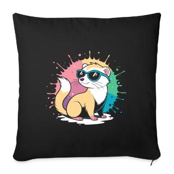 Furet Cool cartoon avec lunettes bleues - Housse de coussin décorative 45 x 45 cm - noir - Devant
