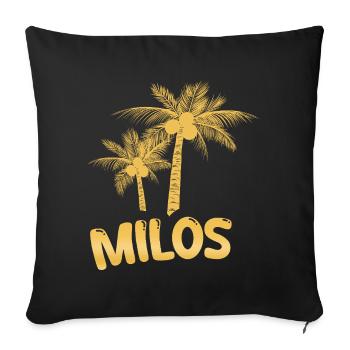Feuille d’or à palmier tropical de Milos - Housse de coussin décorative 45 x 45 cm - noir - Devant
