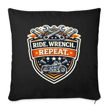 Ride Wrench Repeat Motorrad Patch - Sofakissenbezug 45 x 45 cm - Schwarz - Vorne