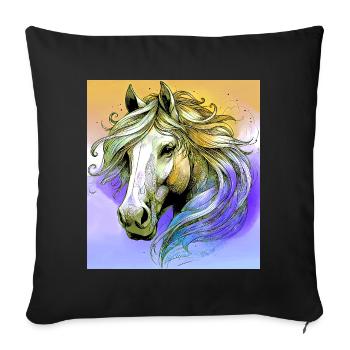 horse - Sofa pillowcase 17,3'' x 17,3'' (45 x 45 cm) - black - Front