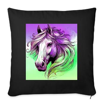 horse - Sofa pillowcase 17,3'' x 17,3'' (45 x 45 cm) - black - Front