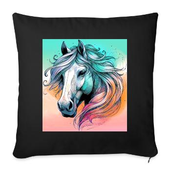 horse - Sofa pillowcase 17,3'' x 17,3'' (45 x 45 cm) - black - Front