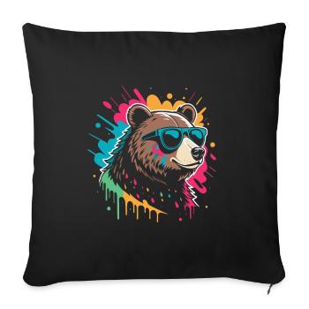 Pop Art Bear Colorful Sparkle - Sofa pillowcase 17,3'' x 17,3'' (45 x 45 cm) - black - Front